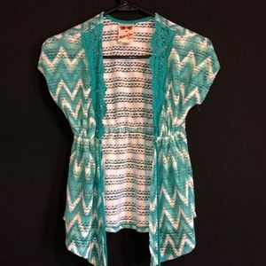 Green, Turquoise, & White Shawl